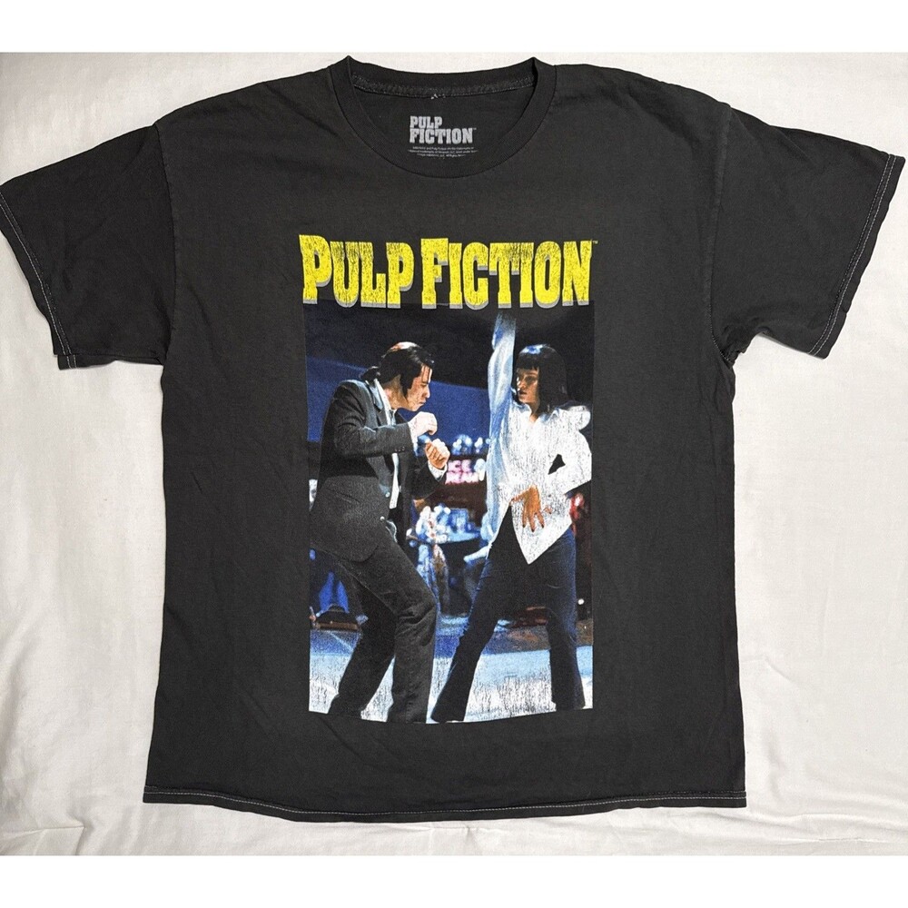 Pulp Fiction Medium Graphic Tee Shirt Dance Off 100% Cotton Distressed Unisex M